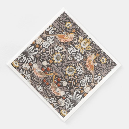 Morris Strawberry Thief Floral Pattern Earth Tones Servet (Hoek)
