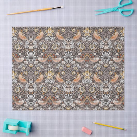 Morris Strawberry Thief Floral Pattern Earth Tones Tissuepapier (Craft)