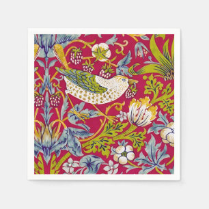 Morris Strawberry Thief Frambozenrood Limoen Bloem Servet
