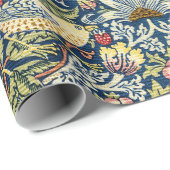 Morris Strawberry Thief Geel Ivoor Leisteenblauw Cadeaupapier (Rol Hoek)