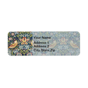 Morris Strawberry Thief Geel Ivoor Leisteenblauw Etiket
