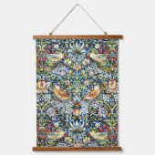 Morris Strawberry Thief Geel Ivoor Leisteenblauw Hangend Wandkleed (Voorkant)