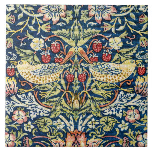 Morris Strawberry Thief Geel Ivoor Leisteenblauw Tegeltje