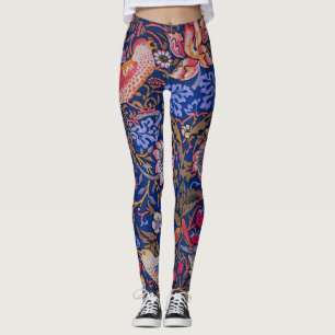 Morris Strawberry Thief Lavendel Paarse Roos Kunst Leggings