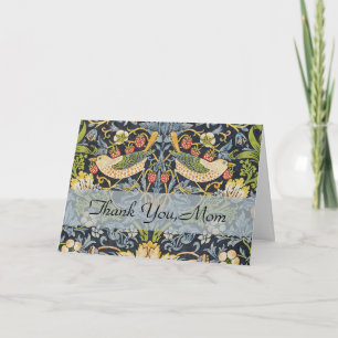Morris Strawberry Thief Navy Blauwe Vintage Fijne Bedankkaart