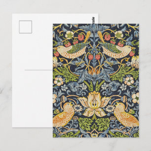 Morris Strawberry Thief Navy Blauwe Vintage Fijne  Briefkaart
