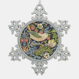 Morris Strawberry Thief Navy Blauwe Vintage Fijne  Tin Sneeuwvlok Ornament