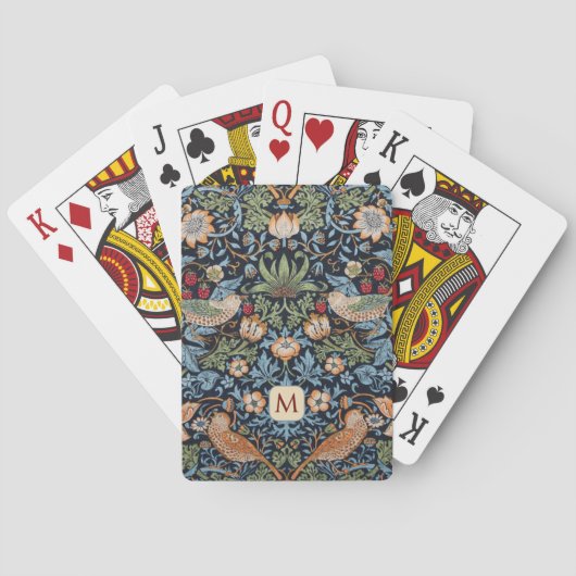 Morris Strawberry Thief-patroon met monogram Pokerkaarten (Achterkant)