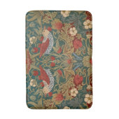 Morris Strawberry Thief Turquoise Groen Rood Bloem Badmat (Voorkant Verticaal)