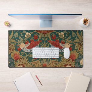 Morris Strawberry Thief Turquoise Groen Rood Bloem Bureaumat