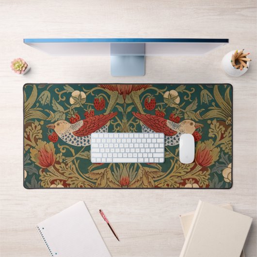 Morris Strawberry Thief Turquoise Groen Rood Bloem Bureaumat (Kantoor 1)