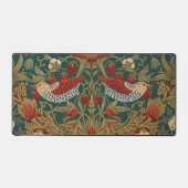 Morris Strawberry Thief Turquoise Groen Rood Bloem Bureaumat (Voorkant)