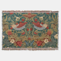 Morris Strawberry Thief Turquoise Groen Rood Bloem