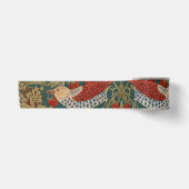 Morris Strawberry Thief Turquoise Groen Rood Bloem Satijnen Lint (Voorkant)