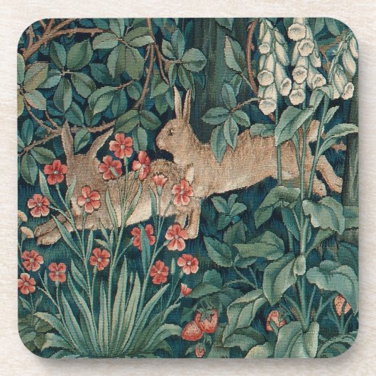 Morris Tapestry Forest Rabbits Beverage Coaster Bier Onderzetter (Voorkant)