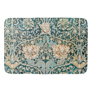 Morris Teal Blau Kamperfoelie Bloem Behang Badmat