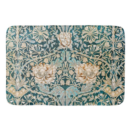 Morris Teal Blau Kamperfoelie Bloem Behang Badmat (Voorkant)