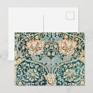 Morris Teal Blau Kamperfoelie Bloem Behang Briefkaart