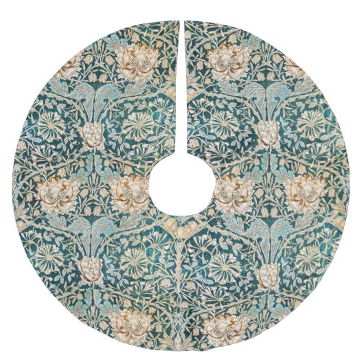 Morris Teal Blau Kamperfoelie Bloem Behang Kerstboom Rok (Voorkant)