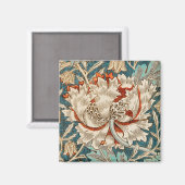 Morris Teal Blau Kamperfoelie Bloem Behang Magneet (Voorkant / Achterkant)