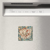 Morris Teal Blau Kamperfoelie Bloem Behang Magneet (Insitu (Vaatwasser))