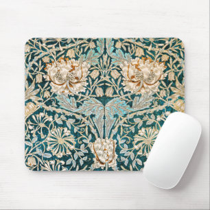 Morris Teal Blau Kamperfoelie Bloem Behang Muismat