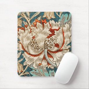 Morris Teal Blau Kamperfoelie Bloem Behang Muismat