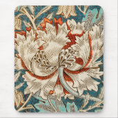 Morris Teal Blau Kamperfoelie Bloem Behang Muismat (Voorkant)