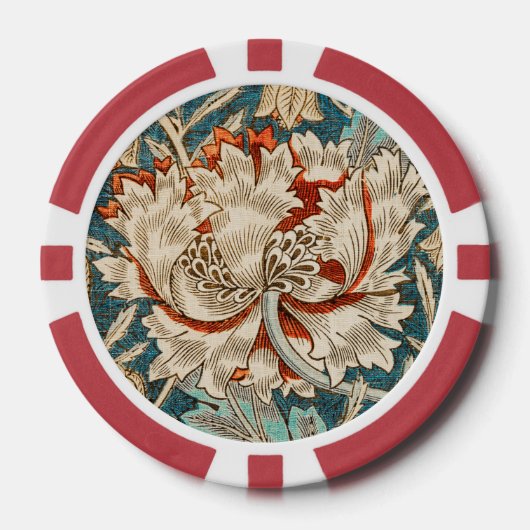 Morris Teal Blau Kamperfoelie Bloem Behang Poker Chips (Voorkant)