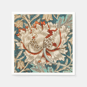 Morris Teal Blau Kamperfoelie Bloem Behang Servet