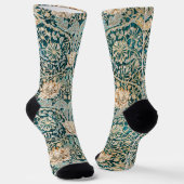 Morris Teal Blau Kamperfoelie Bloem Behang Sokken (Gebogen)