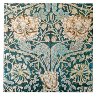 Morris Teal Blau Kamperfoelie Bloem Behang Tegeltje
