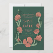 Morris Terracotta & Groene Bloemenfoto Save The Date (Voorkant)