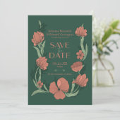 Morris Terracotta & Groene Bloemenfoto Save The Date (Staand voorkant)