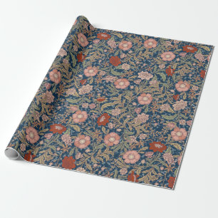 Morris trailing heritage florals and leaves - navy cadeaupapier