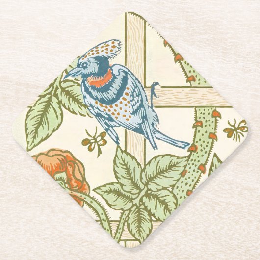 Morris' Trellis 1862 Flower & Bird Pattern Kartonnen Onderzetters (Voorkant)