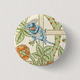Morris' Trellis 1862 Flower & Bird Pattern Ronde Button 3,2 Cm