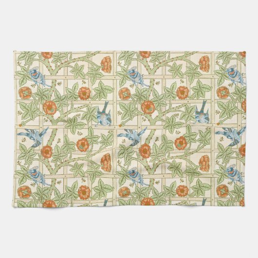 Morris' Trellis 1862 Flower & Bird Pattern Theedoek (Horizontaal)