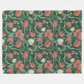 Morris Tuin Groen & Rood Bloemen Fleece Deken (Voorkant (Horizontaal))