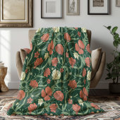 Morris Tuin Groen & Rood Bloemen Fleece Deken