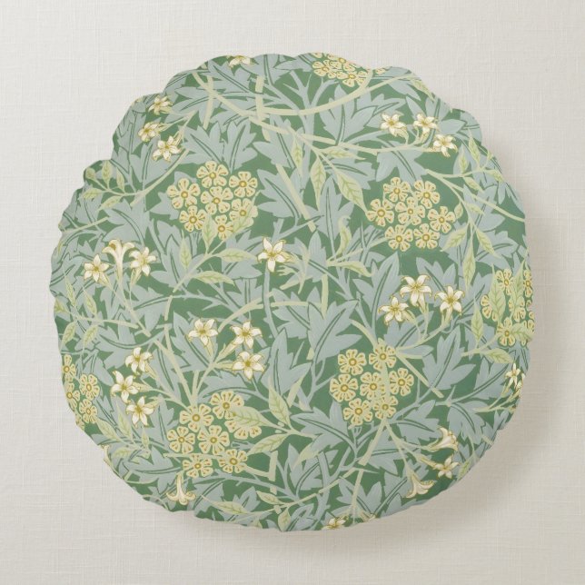 Morris Vine & Jasmine Garden Flower Classic Rond Kussen (Voorkant)