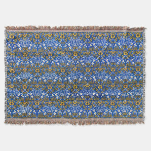 Morris Vintage 1882 Blauwe Achtergrond Bloem Motie Deken
