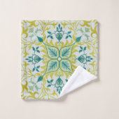 Morris Yellow Turquoise Vine & Bloempatroon Bad Handdoek (Wasdoekje)