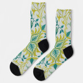 Morris Yellow Turquoise Vine & Bloempatroon Sokken (Links)