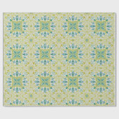 Morris Yellow Turquoise Vine & Flower Pattern Cadeaupapier (Vlak)