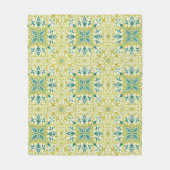 Morris Yellow Turquoise Vine & Flower Pattern Fleece Deken (Voorkant)