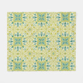 Morris Yellow Turquoise Vine & Flower Pattern Fleece Deken (Voorkant (Horizontaal))