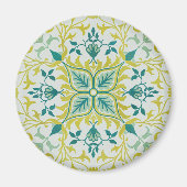Morris Yellow Turquoise Vine & Flower Pattern Magneet (Voorkant)