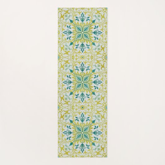 Morris Yellow Turquoise Vine & Flower Pattern Yogamat (Achterkant)