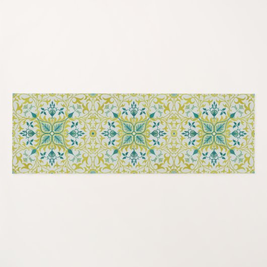 Morris Yellow Turquoise Vine & Flower Pattern Yogamat (Voorkant (horizontaal))